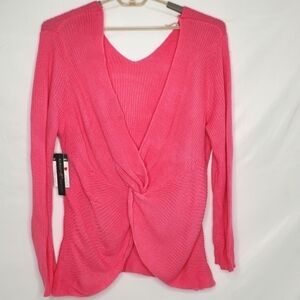 Almost Famous Pink Sweater Size 3X Knot Twist Detail Coquette Balletcore NEW